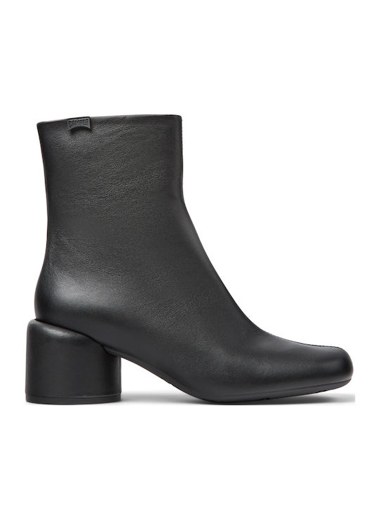 Niki Leather Women's Ankle Boots with Medium Heel Black