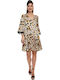 Mini Evening Satin Animal Print Dress