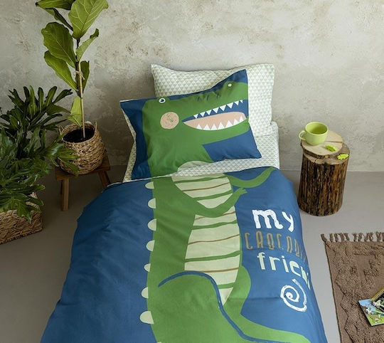 Nima Kids Duvet Single with Microfiber Filling Crocodile Blue 160x240cm Nima Kids Duvet Single with Microfiber Filling Crocodile Blue 160x240cm