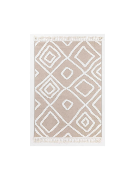 Ezzo Perla C837a1b Rug Fireplace Rectangular with Fringes Light Beige