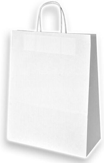 Paper Packaging Bags with Handle White 18x8x22cm 300pcs