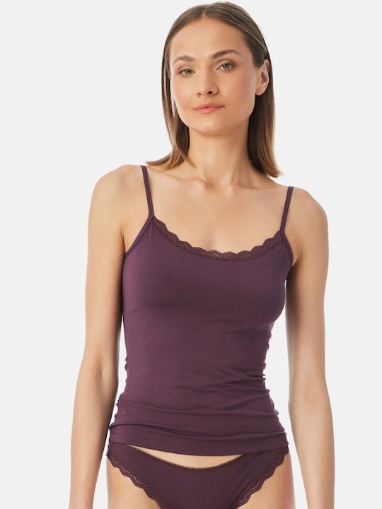 Minerva Violet Tricou pentru femei cu curea de spaghete