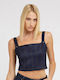 Guess Women's Corset Blouse Sleeveless Blue