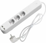 Denver Steckdosenleiste 3 Positionen mit 2 USB-A und Kabel 1.5m