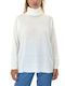 MY T Women's Long Sleeve Sweater Turtleneck White