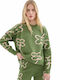 Compania Fantastica Damen Langarm Pullover Blumen Grün