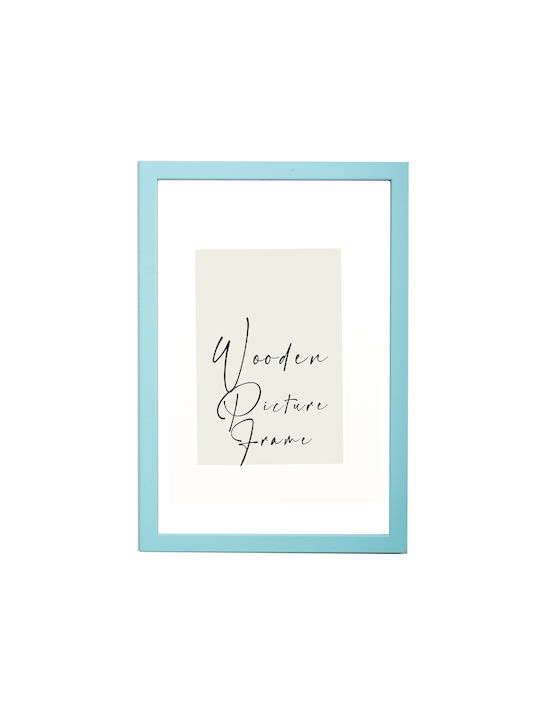 Wall-Mounted Wooden Photo Frame With Light Blue...