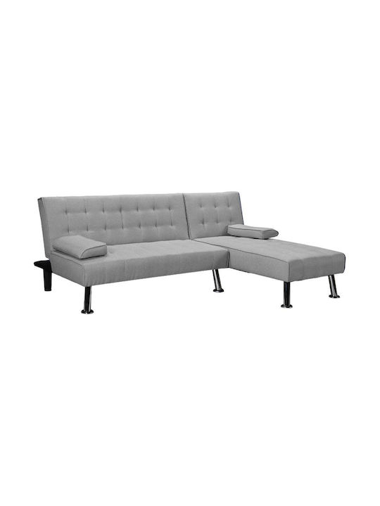 Brisk Corner Fabric Sofa Bed with Left Corner Gray 200x146cm