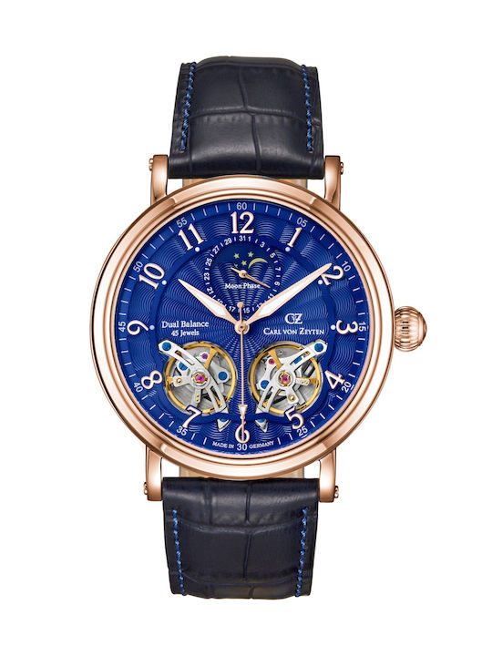 Carl Von Zeyten Murg Ανδρικό Ρολόι 46mm Μπαταρίας με Μαύρο Δερμάτινο Λουράκι
