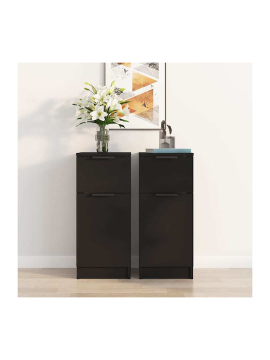 Wooden Bedside Tables 2pcs Black 30x30x70cm