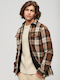 Miller Long Sleeve Overshirt Regular Fit Checked Brown