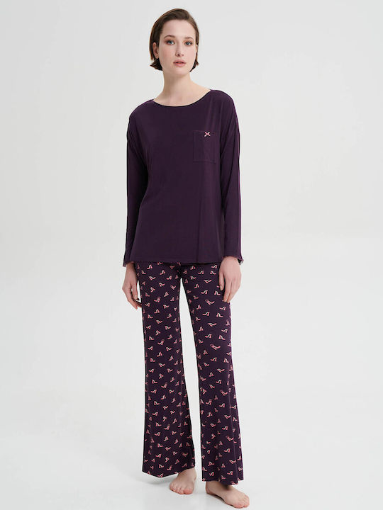 Vamp Winter Damen Pyjama-Set BLUE PLUM