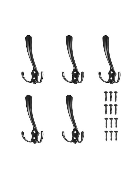 Malatec Wall Hanger Black 5pcs