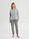 Vamp Winter Damen Pyjama-Set Baumwolle Gray