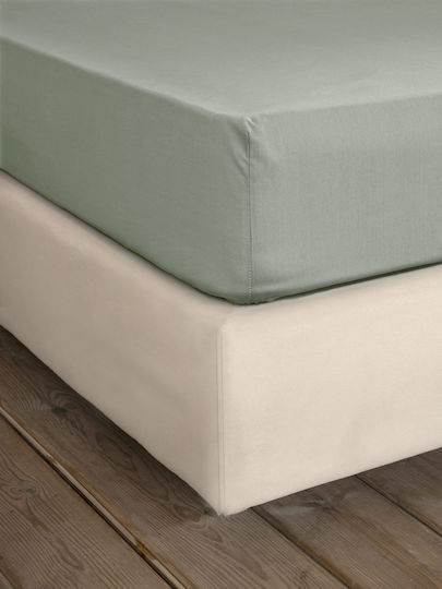 Nima Unicolors Σεντόνι Υπέρδιπλο με Λάστιχο 165x205+35εκ. Rock Green