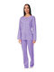 Lydia Creations Winter Damen Pyjama-Set Lila