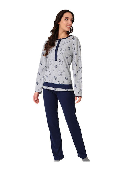 Lydia Creations De iarnă Set Pijamale pentru Femei Albastru marin