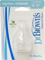 Dr. Brown's Silicone Baby Bottle Teats Fast Flow for 9+ months 2pcs