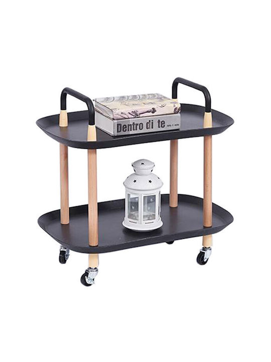 Side Table with Wheels Black