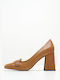 Mortoglou Leather Tabac Brown Heels