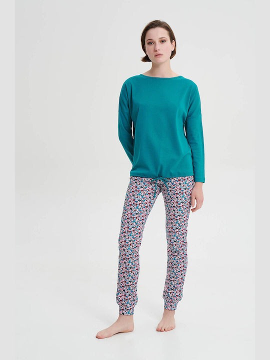 Vamp De iarnă Set Pijamale pentru Femei De bumbac Verde