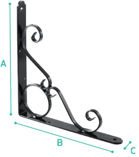 Vasmetal Metallic Corner Shelf Black 360x360mm 06.01.00.08