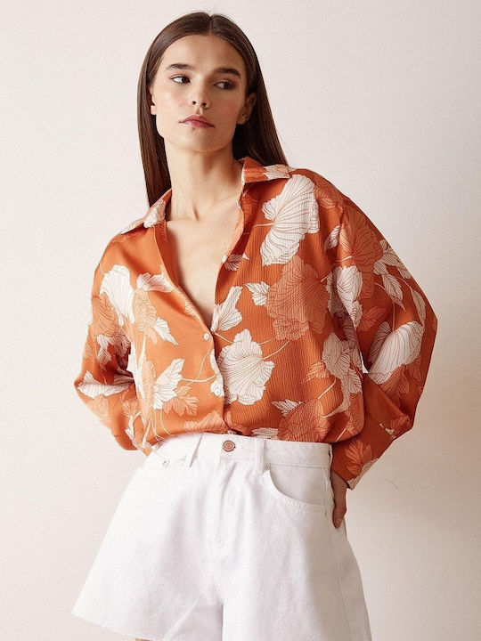 Concept Langärmelig Damen Hemd Orange