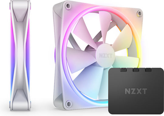 F140 Duo Case Fan 1800rpm 84.75cfm with RGB Lighting and 4-Pin PWM Connection 2pcs White