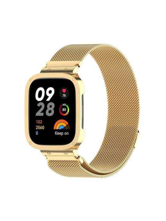 2 in 1 Milan Λουράκι Ανοξείδωτο Ατσάλι Χρυσό (Redmi Watch 3)