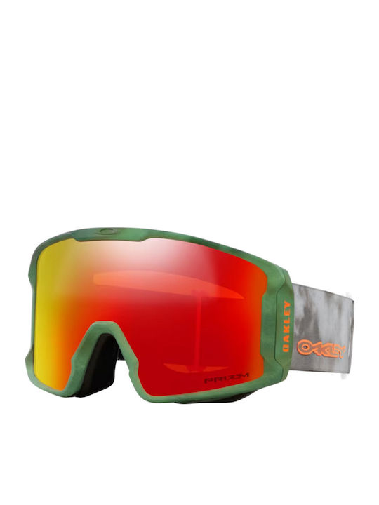 Oakley Line Miner Ски & Сноуборд Маска Детска Сив с Леща Огледален в Цвят Червен