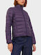Women's Short Puffer Jacket for Spring or Autumn Purple