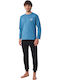 Minerva Men's Winter Pajamas Set Blue Steel