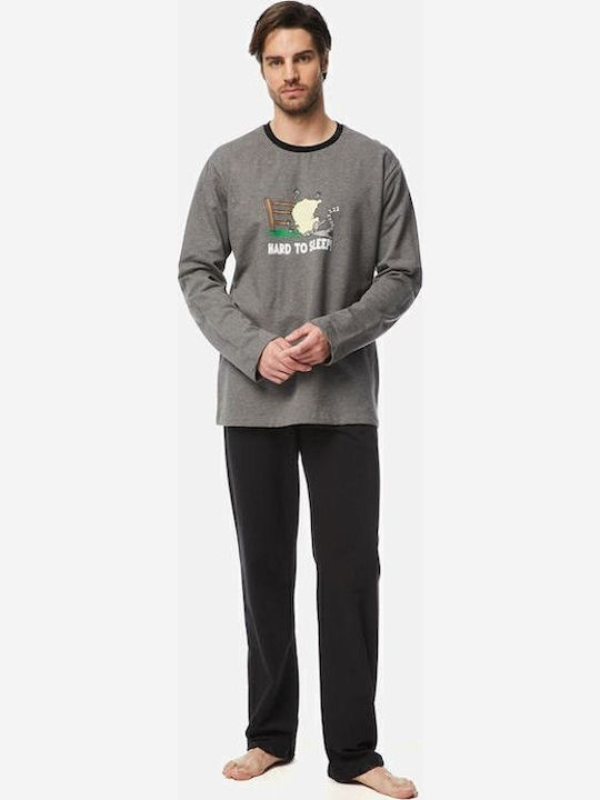 Minerva Men's Winter Pajamas Set Gray