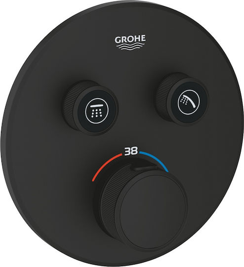 Grohe Grohtherm Smartcontrol Μίκτης Μπαταρίας Εντοιχισμού για Ντουζιέρα Μαύρος