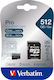 Verbatim Pro microSDXC 512GB Klasse 10 U3 V10 A2 UHS-I mit Adapter