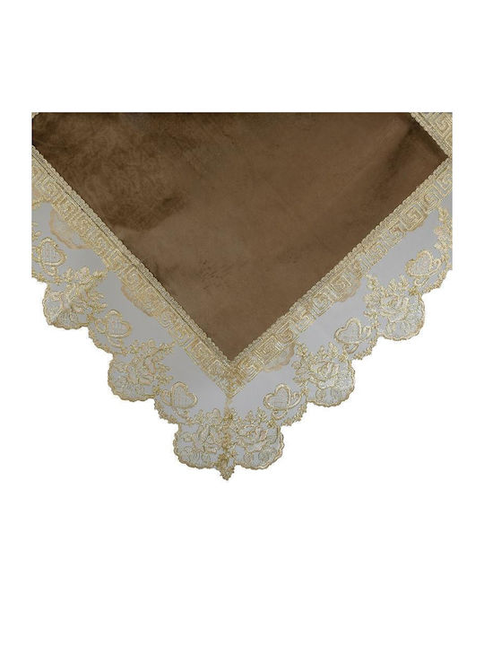 Fylliana Runner with Lace Lace Coffee 120x120cm
