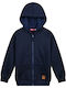 Kinder-Sweatshirt Jacke mit Kapuze und Taschen Dunkelblau Basic