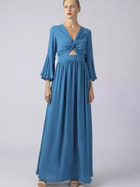 Desiree Maxi Dress with Ruffle Blue