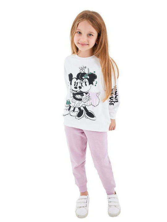 Disney Copilăresc Set de pantaloni de trening Ecru 2buc Minnie Mickey
