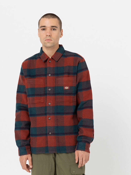 Dickies Men's Shirt Long Sleeve Checked Dark Blue