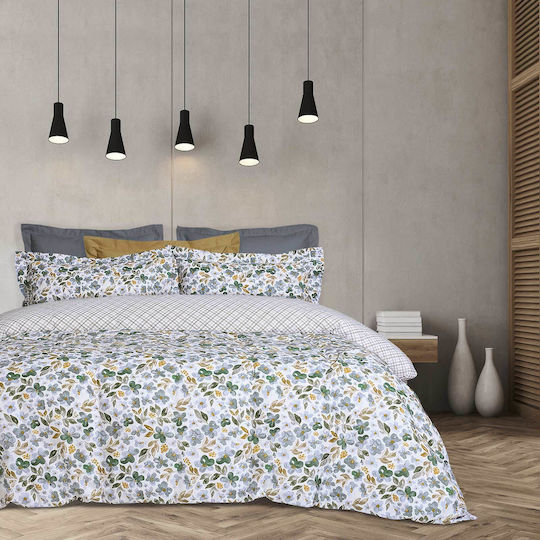 Das Home Duvet Cover Set Single with Pillowcase 160x240 Casual 5410 Grey - Petrol - Ochre
