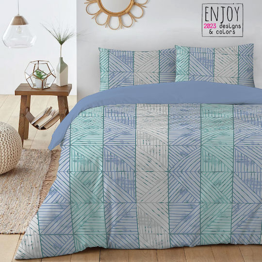 Isadore Lorraine Bettbezug-Set Übergröße mit 2 Kissenbezügen 220x240 City Pattern Blue