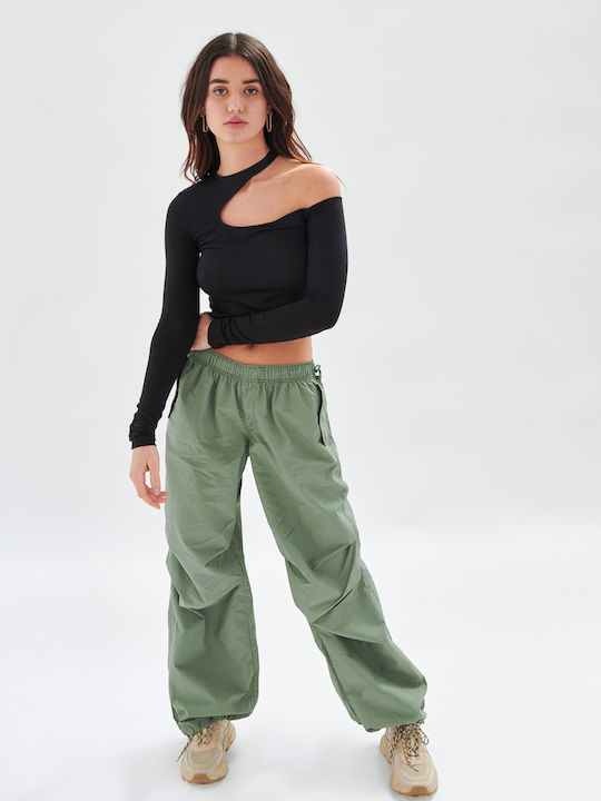 24 Colours Women's Fabric Trousers Green