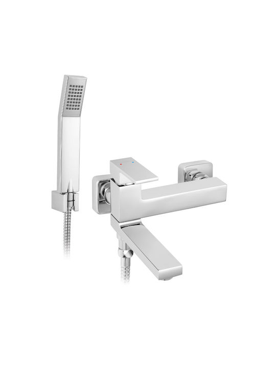 Ferro Zicco Mixing Bathtub Shower Faucet Complete Set Silver