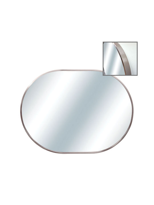 Marhome Wall Mirror Oval with Pink Metallic Frame 60x80cm 1pcs