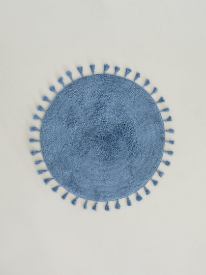 Nima Badematte Baumwolle Rund Fuzzy 33150 Denim Blue 90x90cm