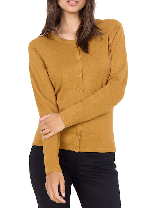 Soya Concept Women's Knitted Cardigan with Buttons Yellow