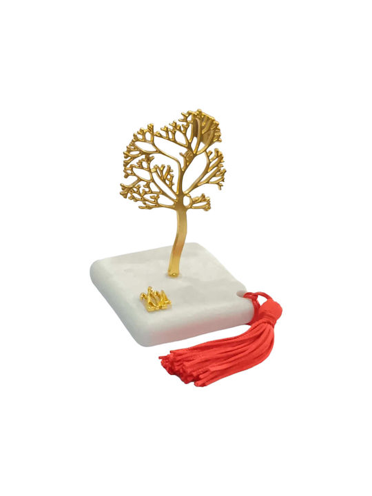 Handmade Tabletop Lucky Charm Little Tree Gold made of Stone 6x11cm 1pcs