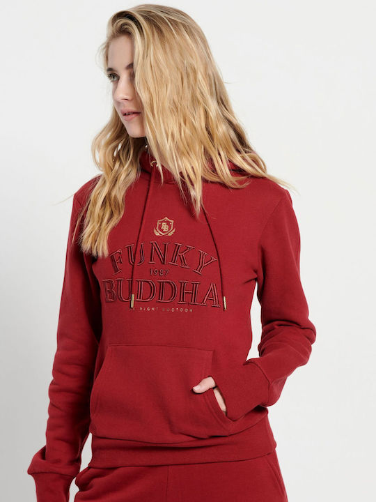 Funky Buddha Women's Hooded Sweatshirt Burgundy