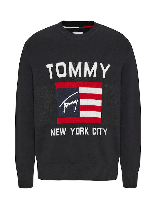 Tommy Hilfiger Мъжко Пуловер с Дълъг Ръкав Черно